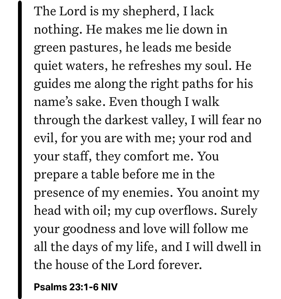 Psalms 23 1-6 NIV